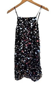 ASOS Embellished Cami Mini Dress in Black Disc Sequin Sz 6 NWT Party Prom - Picture 1 of 24