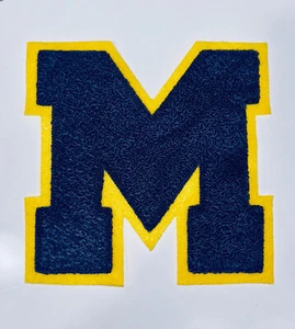 UNIVERSITY OF MICHIGAN LETTERMAN LETTER M BLUE MAIZE PATCH WOLVERINES 6.5" - Picture 1 of 1