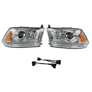 Car Headlights WHITE LED/DRL Dual Projector For 09-2018 Dodge Ram 1500 2500 3500