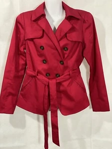 H &M Double Breasted Pink Short Spring Summer Trench Coat Jacket Women's Size 8 - Picture 1 of 7