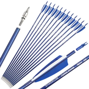 30" Carbon Arrows Archery 4" Turkey Feather SP500 Arrowhead Bow Shooting Hunting - Picture 1 of 12