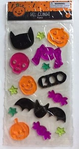 NEW HALLOWEEN15 pc Window Gel Clings BOO Cat Bat Candy Pumpkins Skull Spider! - Picture 1 of 2