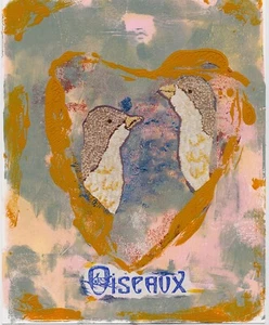 BIRD COLLAGE & MIXED MEDIA ORIGINAL ARTWORK READY TO POP INTO AN 8" X 10" FRAME - Picture 1 of 2