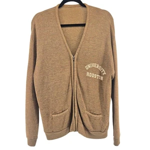 VTG University of Houston Zipper Cardigan Sweater LG Collegiate Academia Preppy - Picture 1 of 9