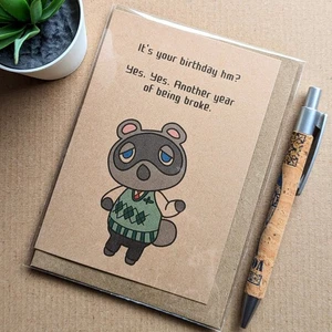 Funny Animal Crossing Birthday Card - Tom Nook Geeky Video Game Gamer card - Picture 1 of 4