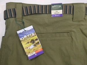 ORVIS Mens 40 Tech Cargo Belted Shorts Olive Green Outdoor Hiking Fishing - Picture 1 of 11