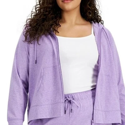 ID Ideology Women's Full Zip Hooded Jacket Purple Size 2X - Image 1 of 4