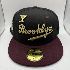 New Era 59Fifty Brooklyn Dodgers Maroon/Black Color pack Hat Size 7 3/4 - Picture 1 of 2