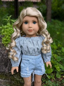 Ashton Custom American Girl Puppe OOAK blonde Haare grün graue Augen Joss Form - Bild 1 von 7