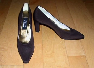 Nuevos tacones Stuart Weitzman Wms marrón seda 8 AA - Imagen 1 de 5