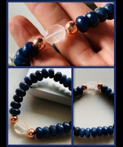Brazalete curativo de cuentas de cobre Phenacita fenacita fenacita sodalita 7,5 - Imagen 1 de 9