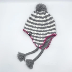 The North Face Fuzzy Beanie Winter Hat Striped - Kids S (6/7) - Picture 1 of 6