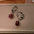 1Pair Thorn Vine Red Rose Blossom Earrings Creative Rose Ear Loop Jewelry Gif Mp