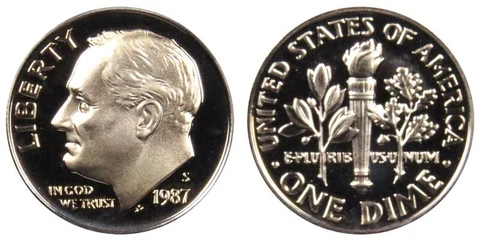ROLL 1987 S ROOSEVELT DIME Proofs FRESH from  Proof Sets (50 COINS) Cover
