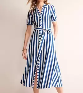 BODEN NWT Libby Jersey Midi Shirt Dress size 20 reg blue & white stripe b16a- - Picture 1 of 9