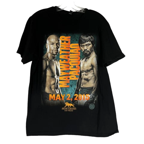 Manny Pacquiao vs Floyd Mayweather Mens T-shirt Large Black Boxing Cover