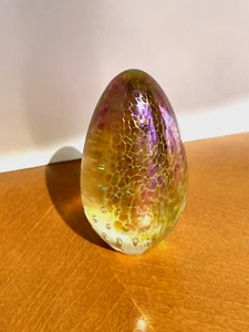 VTG GLASS EYE STUDIO Paper Weight Egg Signed GES 92 Multicolor Bubbles 2.75" - Picture 1 of 6