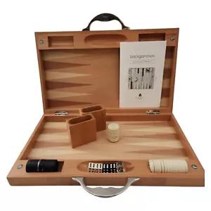 Set backgammon vintage Michael Graves in legno di faggio firmato manici in metallo prezzo al dettaglio consigliato $975 - Foto 1 di 15