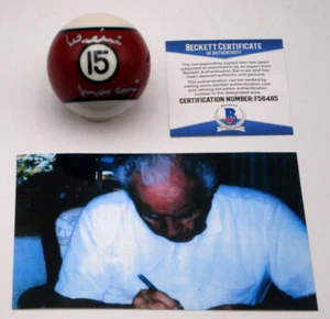 WILLIE MOSCONI SIGNED BECKETT ZERTIFIZIERT HANDSIGNIERT #15 BILLARD POOL BALL HOF - Bild 1 von 5