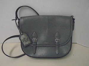 Ralph Lauren Mensajero Gris Cuero Cartera Bolso de Mano Nuevo - Imagen 1 de 8
