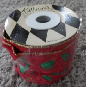 Katherine's Collection Red Velvet gold trim 4" Christmas Ribbon RED,GREEN,GOLD - Picture 1 of 4