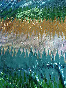 1m+42cm Paillettenstoff Meerjungfrau Regenbogen türkis grün gold silber Kostüm - Bild 1 von 4
