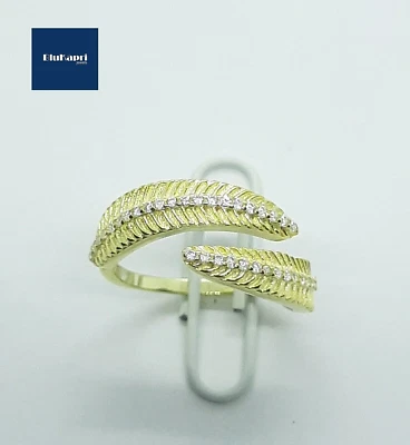 Anello Donna  in Argento 925/1000 dorato Foglia con zirconi bianchi regolabile - Immagine 1 di 4