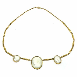 Antikes 14K Gold Collier mit 3 Portrait Gemmen Grand Tour um 1830 Cameo Necklace - Bild 1 von 7