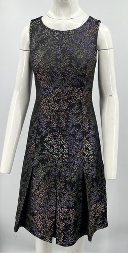 Abito Michael Kors nero stampa floreale orlo plissettato linea A tg 4