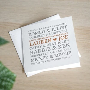 Tarjeta de aniversario de boda de cuero personalizada hecha a mano - para ellos, parejas - Imagen 1 de 3