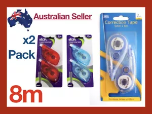 8m - Stuk Correction Tape White Out Roll-on Liquid Paper Dry Erase Roller School - Picture 1 of 3