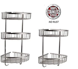 STAINLESS STEEL SHOWER CADDY 100% RUST FREE BATHROOM SHELF CORNER ORGANIZER RACK - Picture 1 of 14