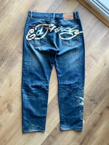 Vintage Ed Hardy Y2K Death Before Dishonor Blue jeans pans Size Men's US 36/34 - Picture 1 of 14