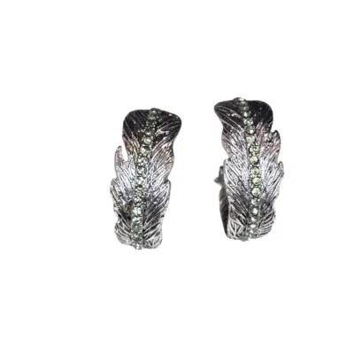 Pendientes de aro de plumas para mujer Vera Bradley tono plata pavé nuevos con etiquetas Foto 1 de 4