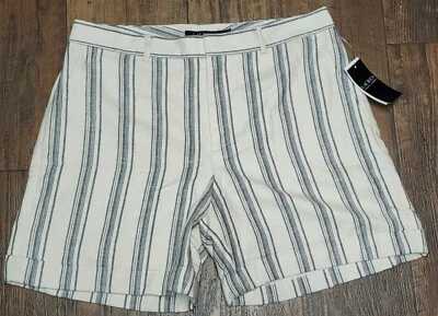 Pantalones Cortos Para Mujer Lauren Ralph Lauren Crema Pin Rayas Mezcla Lino Nuevo con Etiquetas Foto 1 de 2
