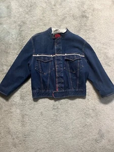 VTG AUT JEAN PAUL GAULTIER JEANS XIII denim jacket sz small XS stick red zip up - Picture 1 of 19