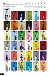 Men's Basic dress shirt Tie with Hanky 35% Cotton 65% Polyester solid Colors G21 - Picture 1 of 23