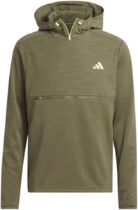 NEW adidas Men’s Textured Anorak Olive Hooded Pullover Golf Jacket LARGE IB1989 - Picture 1 of 2