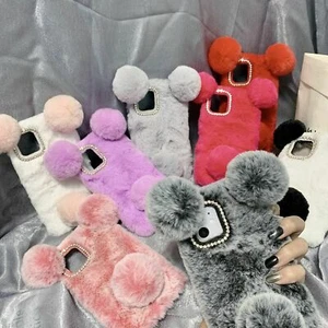 For iPhone 13 Pro Max 12 11 XR  Max 7 8 Plus 3D Cute Plush Fur Winter Phone Case - Picture 1 of 25