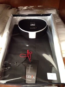 Shirt for priest Clergy ROMAN NECK black - Made in Italy new - Picture 1 of 6