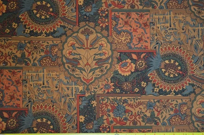 WAVERY Pima COTTON SATEEN Upholstery Fabric, 30+ yards avail/ Persian Blue Brown - Image 1 of 4