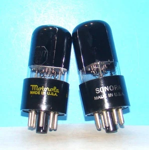 6SN7GT 2 black glass radio audio amplifier vacuum tubes valves tested 6SN7GTB - Picture 1 of 3