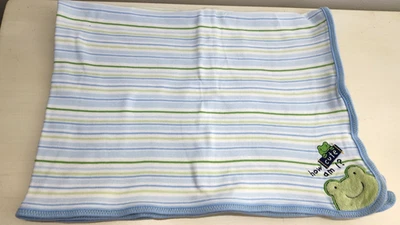 Just One Year by Carter's Baby Blanket 我有多可爱? 青蛙条纹主题 — 第 1/4 张图片