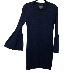 Cynthia Rowley Extrafine Merino Wool Sweater Dress size Small Bell Sleeve Blue - Picture 1 of 9