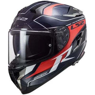 LS2 Adults Challenger GT Carbon Carver Motorcycle Helmet Blue/Red 3XL - 327-2157 - Image 1 of 4
