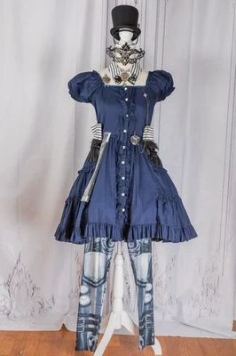 Traje de Lolita Azul Mujer Pequeño Steampunk Victoriano Disfraz Foto 1 de 4
