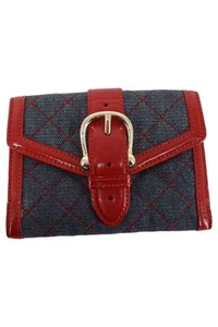 BURBERRY Damen Geldbörse Rot/Blau Kariert Leder 15x11cm - Bild 1 von 2