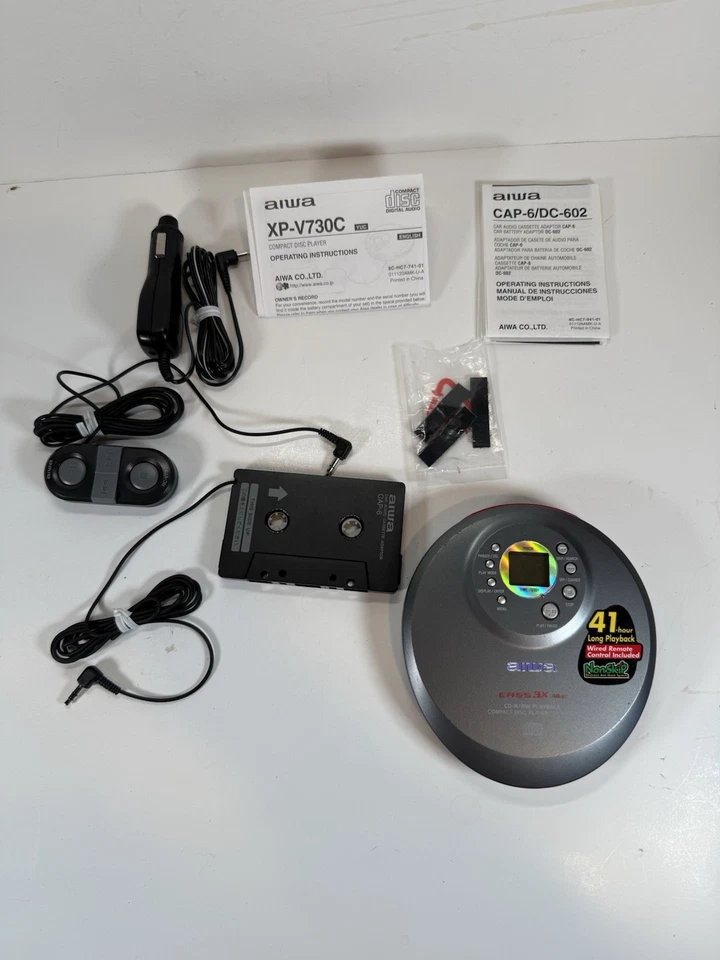 🎧 CD player portátil AIWA XP-V730C (reprodução de CD-R/RW) 2002 com acessórios - Imagem 1 de 4