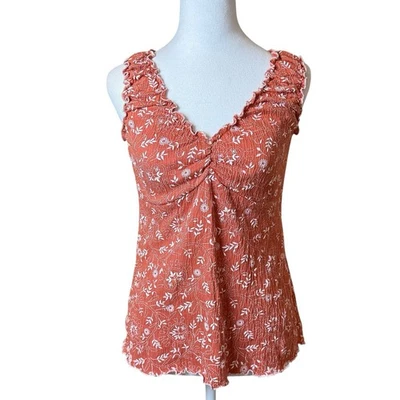Top Babydoll Vintage Y2K Younique Grande Terracota Bordado Femenino Floral Foto 1 de 4