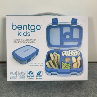 Bentgo 儿童防漏午餐盒不含双酚 A 微波炉蓝色全新带盒 — 第 1/4 张图片